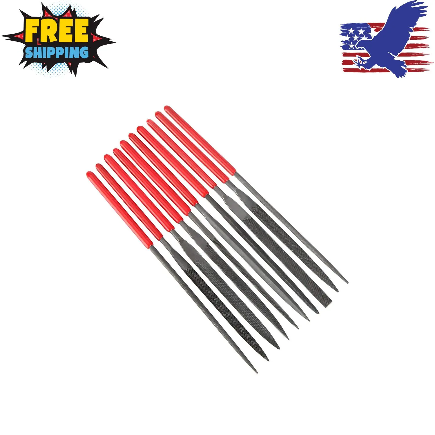 10Pcs Needle File Set- Hardened Alloy Steel, Mini Set Includes Tapered Round