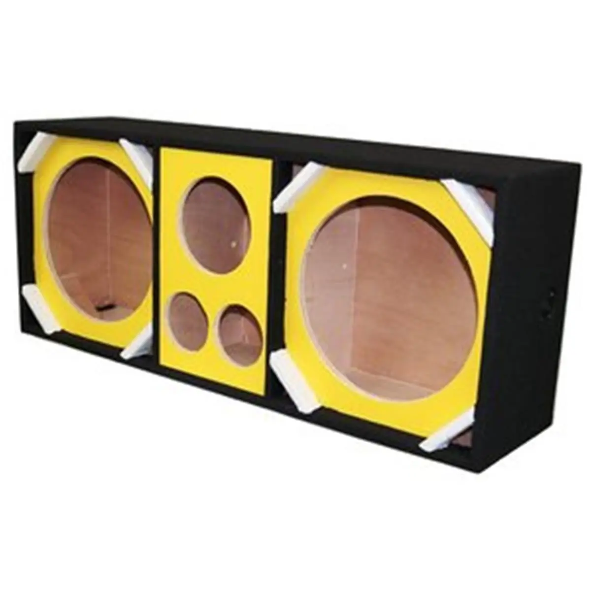 212 MAIN Round Deejay LED Vinyl Speaker Enclosure - Plywood, Brazil Vinyl, 2x12 in. Woofers, 2 Tweeters, 1 Horn, Audio Gadget, Vinyl Speaker Speakers