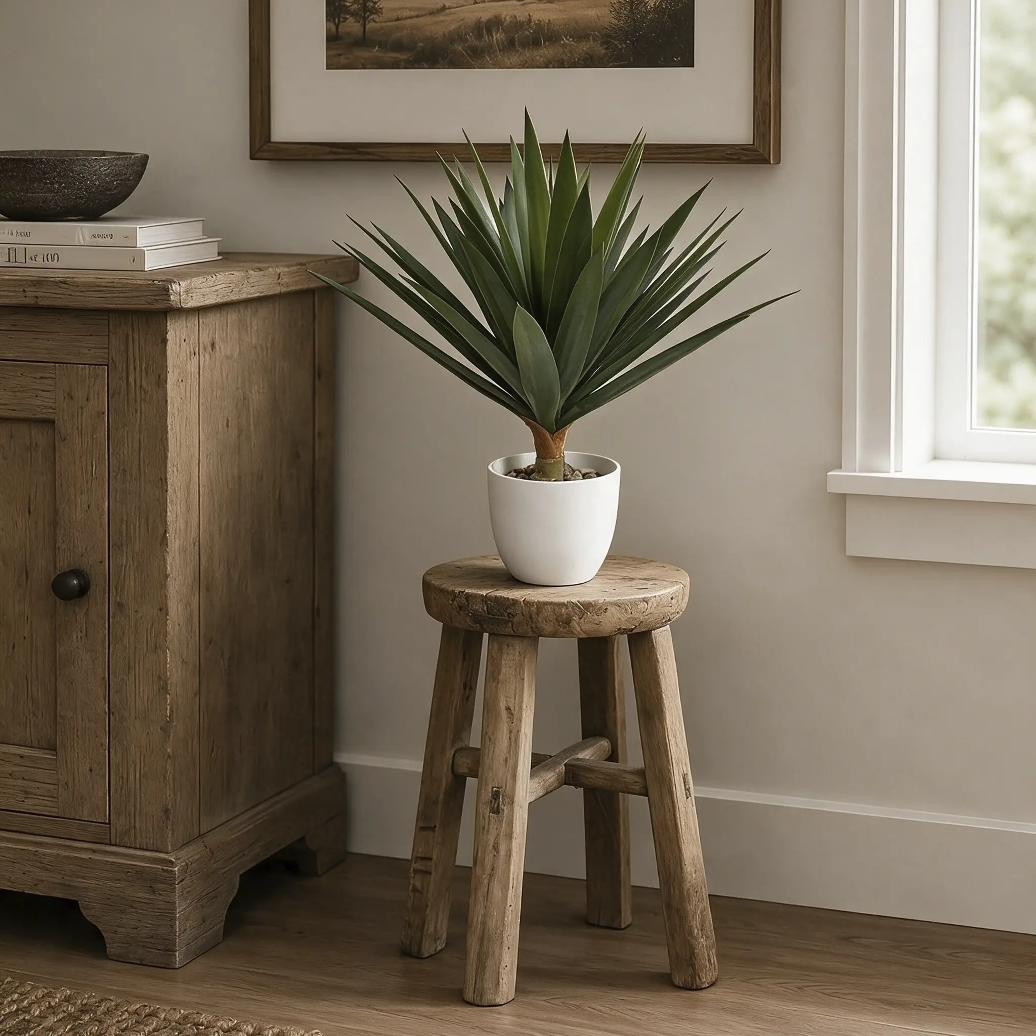 2-Pack 1.3ft Plastic Artificial Yucca Potted Plants - Synthetic Artificial Flower Plant for Home Decor, Lazy Lovers' Ornaments, Back to School/Black Friday/Earth Day Home Supplies Gifts, Decorative