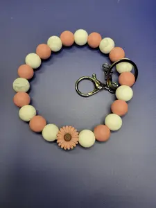 Light Burgundy & Marble Flower Silicone Wristlet