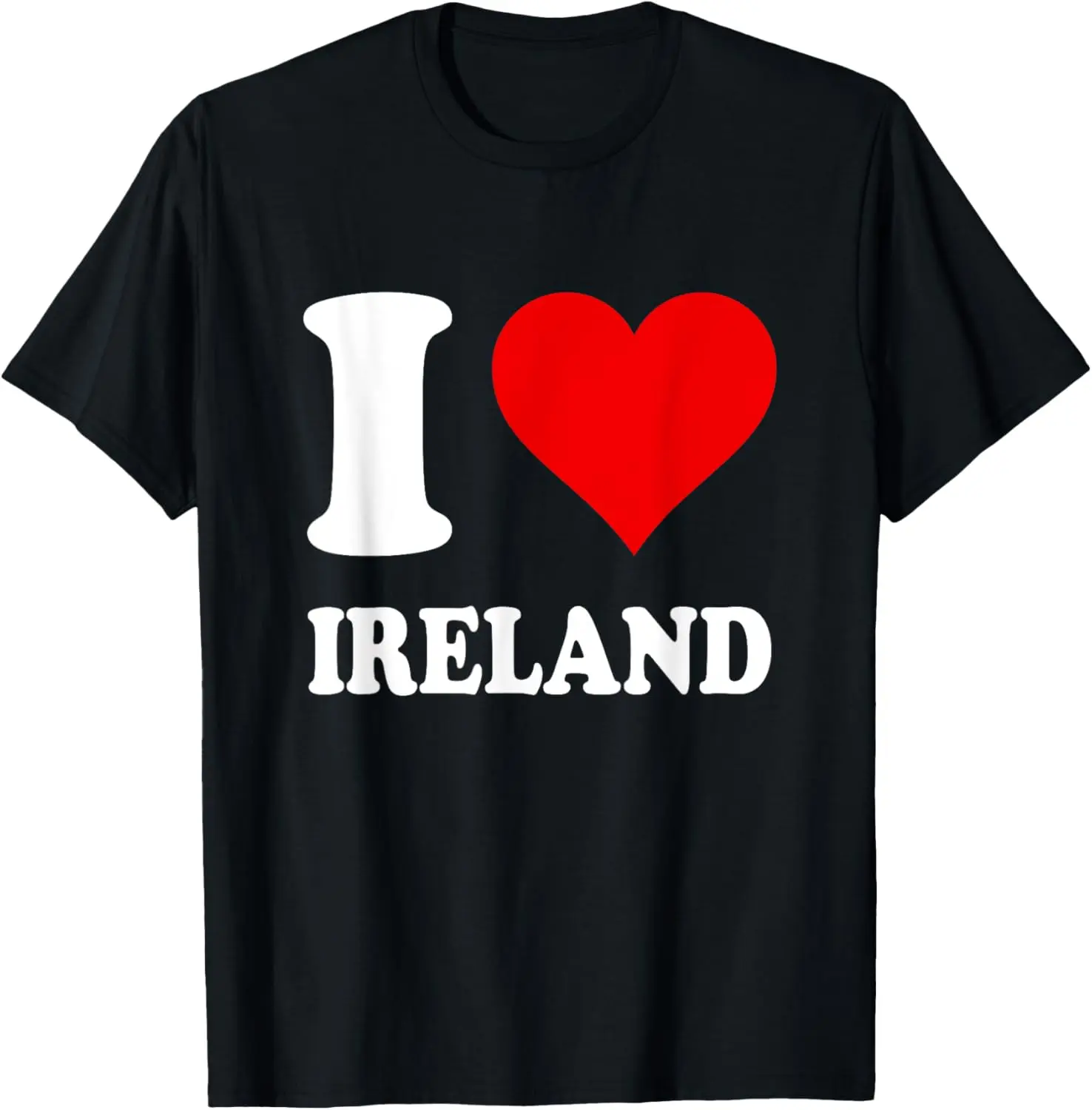 Women's 100% Cotton Short-Sleeve Round Neck Vintage Streetwear T-Shirt, Red Heart "I Love Ireland" Graphic Casual Everyday Top