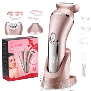 Hatteker 3 in 1 Women's Electric Shaver, Electric Hair Shaver for Arms Legs Body Hair Trimming, USB Charging Gentle Hair Trimmer with Replacement Heads, USB Rechargeable Trimmer