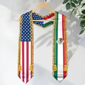 Mexico Graduation Sash 2026 – Mexican Flag Stole, Class of 2026 V Shape National Country Graduation Sash