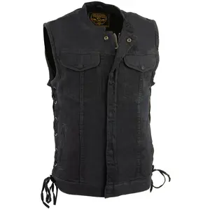 Milwaukee Leather Men's Classic Club Style Premium Denim Motorcycle Biker Vests MDM