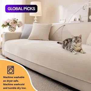 Modern Plain Color Chenille Sofa Cushion, All-Season Universal Non-Slip Cover, Pet-Friendly Office & Living Room Furniture Protector, Soft Sofa Protector #GLOBAL PICKS