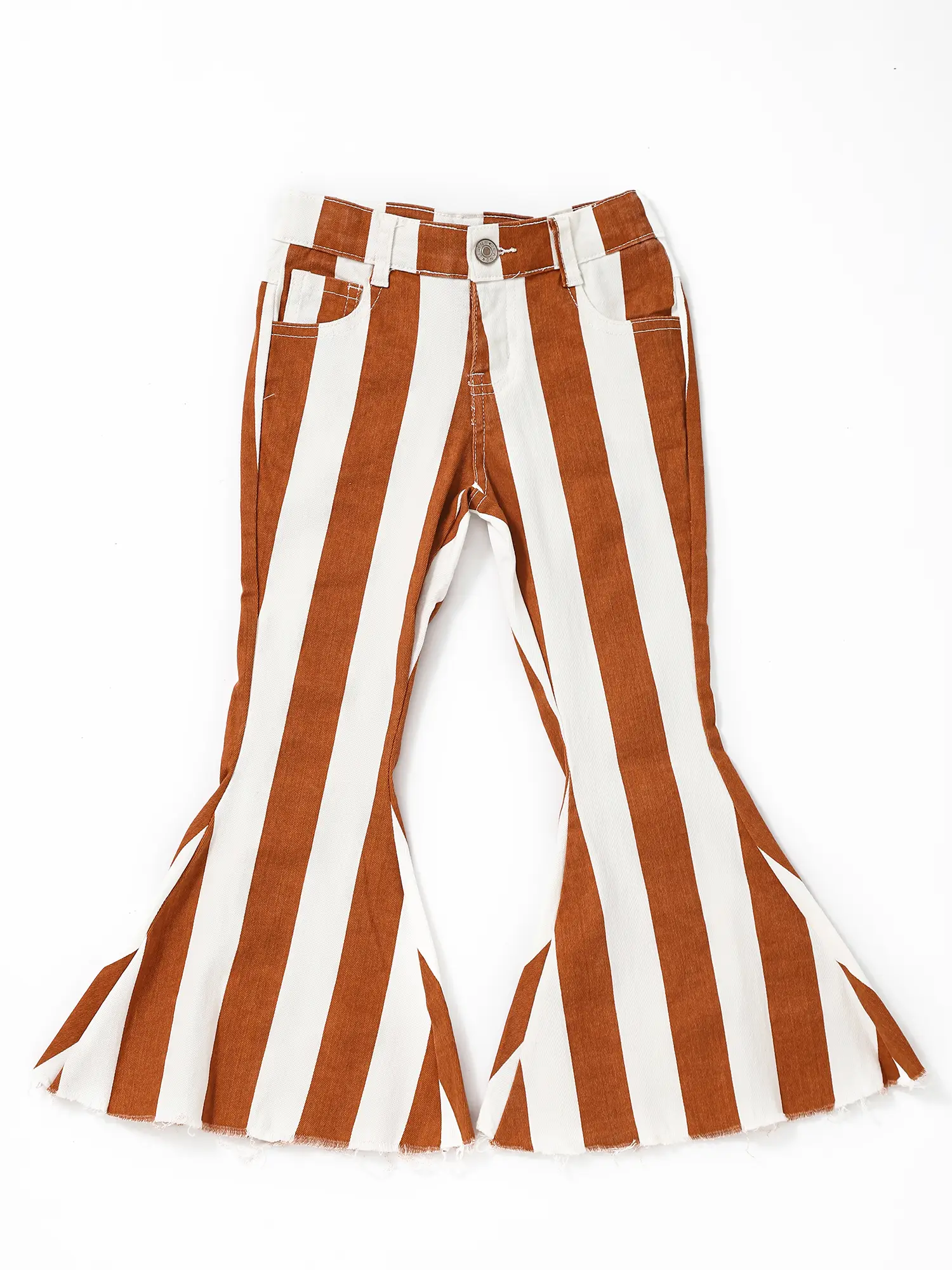 Brown stripes Print Casual bottoms Girls Jeans