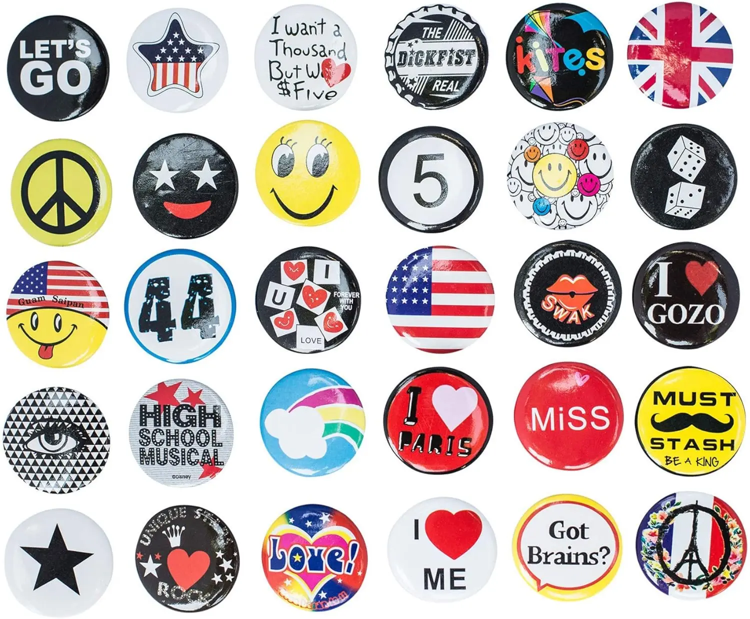 Huge Wholesale Set of 30 New Pins/Buttons/Badges 80's Buttons pins Slogans Sayings pin,Lapel pin for Clothes/Bags/Backpack/Hats/Jeans and More...Gift.