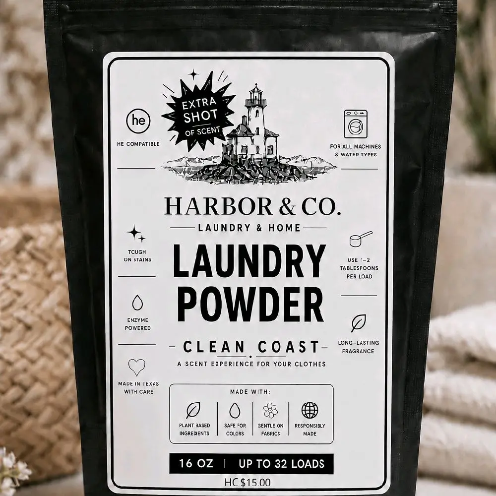 Harbor & Co Clean Coast Laundry Powder - Add to Drum, Cold Water Safe, Multi-Sizes Household Cleaner, 32 Oz