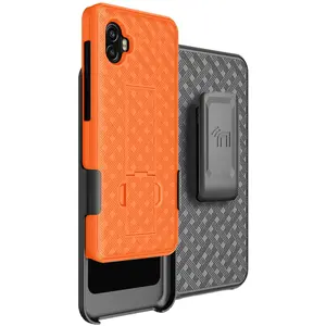 Case with Clip for Galaxy XCover 6 Pro, Nakedcellphone Slim Hard Shell Phone Cover with Kickstand and [Rotating/Ratchet] Belt Hip Holster Holder Combo for Samsung XCover6 Pro (2022, SM-G736)