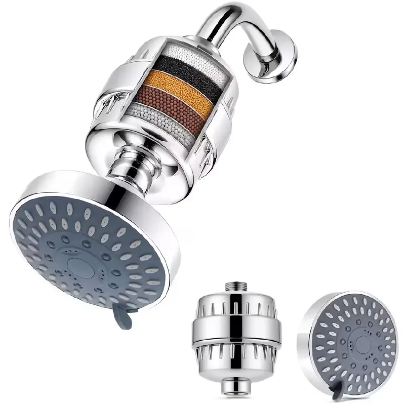 Braceless Heavy Duty No-Drill Wall-Mounted Shower System, 28-Layer Filter for Chlorine Odor & Chemical Removal, 5-Mode Pressure Head, Low-Maintenance Bathroom Gadget Accessory