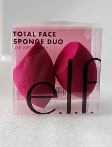 e.l.f. Total Face Sponge Duo Plush multi-sided makeup sponge for easy blending Use Wet or Dry