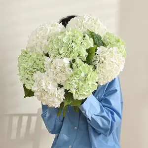 4 Pcs 17'' Plastic Hydrangea Artificial Flowers, Hydrangea Flowers for Centerpieces Bouquets Party DIY Floral Wedding Decor Decoration Decorative