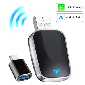 Bluetooth CarPlay Adapter 2 in 1 Wireless Dongle for Apple CarPlay & Android Auto, BT 5.0 Stable Connection USB A/C Compatible, Auto-Connect Hands-Free Car Accessories for Navigation Music Calls, No Mess Wired Setup
