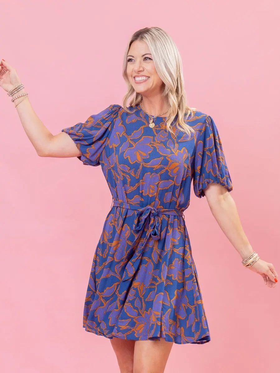 Easel Short Bubble Sleeves Gauze Skater Dress | S-L