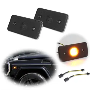 2pcs Direct Fit 2002 2003 2004 2005 2006 2007 2008 2009 2010 2011 2012 2013 2014 Benz G500 G-Class Smoked Front Side Marker lamps Amber LED Lights,Replace OEM A4638260141 A 463 826 01 41