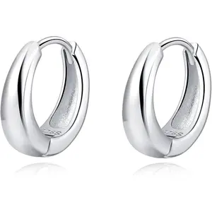 925 Sterling Silver Chunky Hoop Earrings for Women Teens Thick Hoop Earrings Teardrop Hoop Earrings
