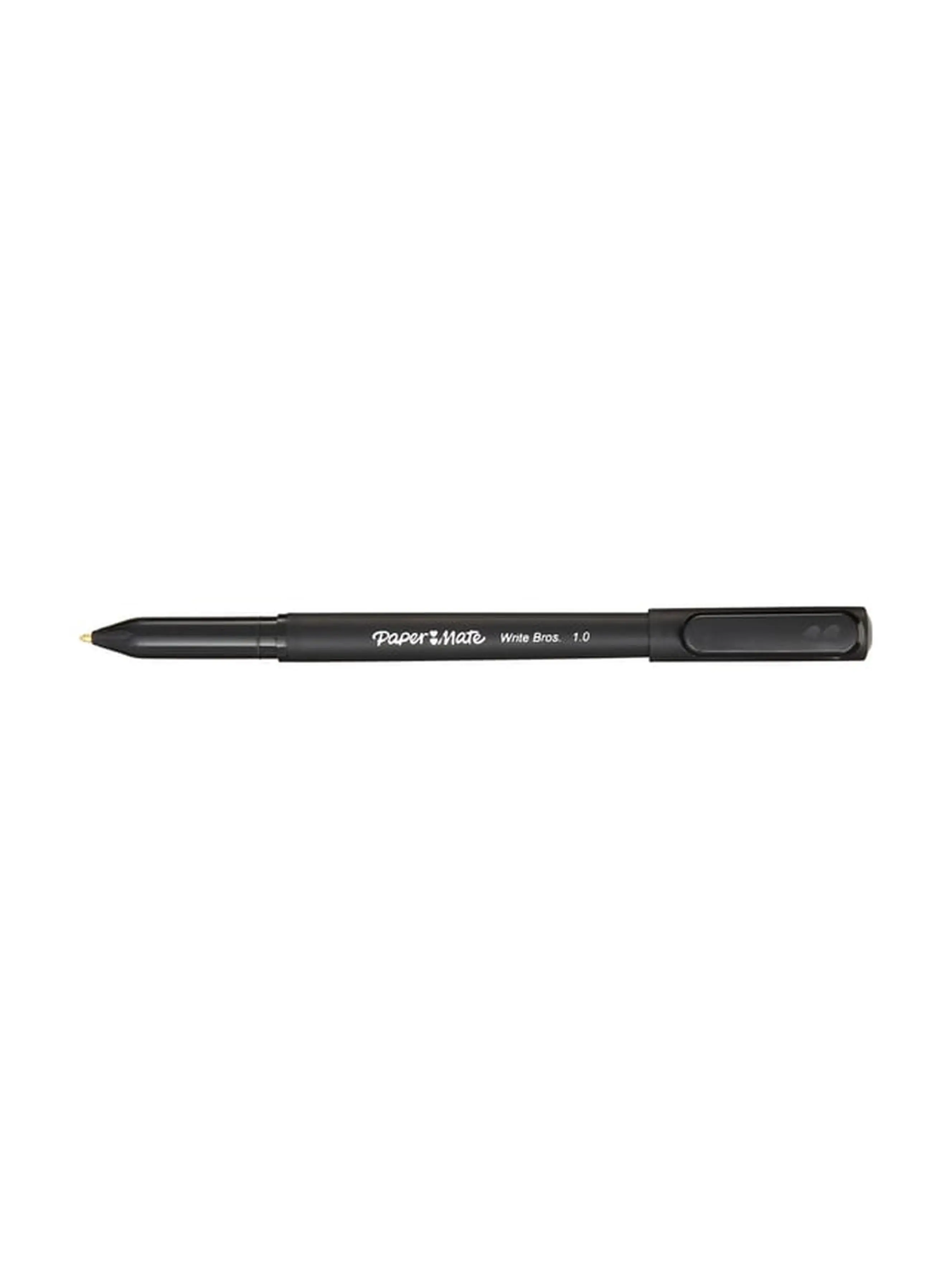 Papermate Write Brothers Ballpoint Pen - 1 mm Tip, Black Ink/Barrel, Pack of 12, Reliable for Classroom & Home Use (Model 027328)