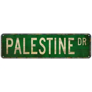 Vintage Decor Palestine Gift Sign - Metal Tin Sign 4" W x 16" H (10x40cm) with Rustic Design for Home, Garage, Bar, Dorm & More
