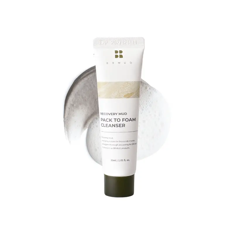 [Official Shop] BRMUD Relief Pack to Foam Facial Wash 30ML Travel Size - Gentle Moisturizer with Hyaluronic Acid, Hydrating, Detoxifying, Pore Care, Deep Cleansing, Nourishing for Oily & All Skin Types, Relaxation Mask, Bottle, Eucalyptus