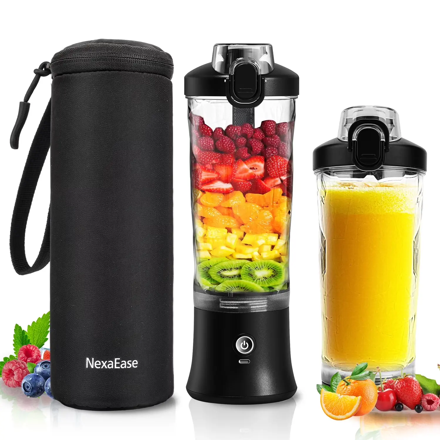 Portable Blender Personal Juicer for Shakes and Smoothies - 20 OZ Electric Protein Shaker Bottle with Insulated Sleeve, Travel Lid, USB-C Rechargeable Cantustime