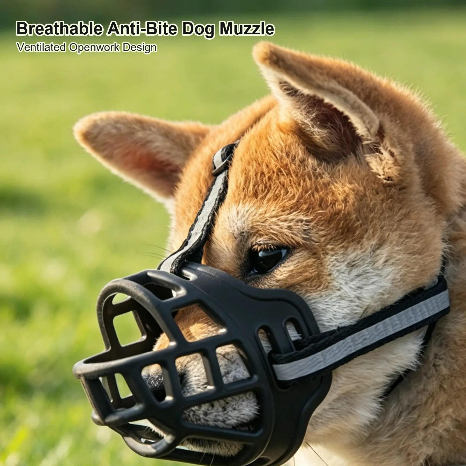 Adjustable Breathable Dog Muzzle for Small to Large Dogs, Soft Basket Muzzle for Walking, Grooming & Training