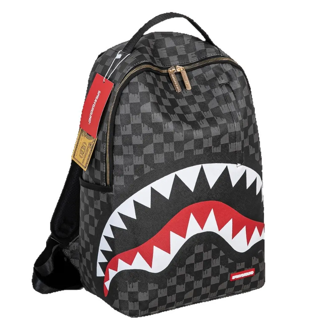 Sprayground Shark Mouth Backpack, Black Graphic Streetwear Backpack, Large Capacity Laptop School Bag, Trendy Shark Teeth Daypack For Teen Boys Girls Men Women, Casual Travel Backpack, Hypebeast Hip Hop Fashion Bookbag