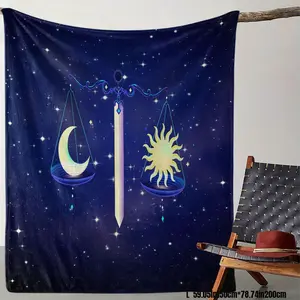 Libra Starry Sky Pattern Blanket, Soft Comfortable Sofa Bed Throw, Perfect Gift for Home Camping Travel
