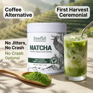 Emerail Ceremonial Grade Matcha Green Tea Powder | 100% Pure First Harvest | Unsweetened Coffee Alternative for Smooth Energy & Focus | No Jitters or Crash | Rich in L-Theanine & Antioxidants for Iced Lattes | SGS Certified Clean, 40g/60g