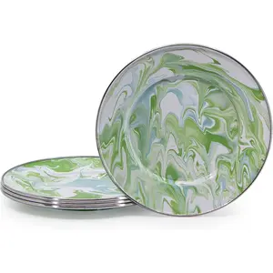 Golden Rabbit Enamelware 8.5" Sandwich Plates (Modern Monet), Set of 4
