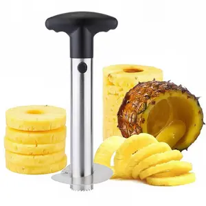 Stainless Steel Pineapple Corer Peeler Slicer with Detachable Handle, Heavy Duty Fruit Core Remover Kitchen Utensil