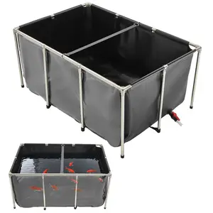 VEVOR Canvas Fish Pond, 1320 Gal Capacity Above Ground Fish Pond, Foldable PVC Koi Tank, Round Goldfish Tank with Stable Frame and Drain Valve, for Aquaculture, Koi Breeding, and Irrigation (Blue)VEVOR Super Brand Day