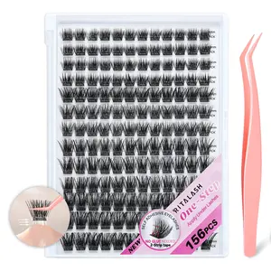 RITALASH 156 Pcs Self Adhesive Eyelash Clusters, No Glue Needed, Invisible 2-Strip Tape - Longer Lasting, No Sticky Residue Pre Glued Eyelashes with Anti-Stick Tweezers Easy Control for Beginners