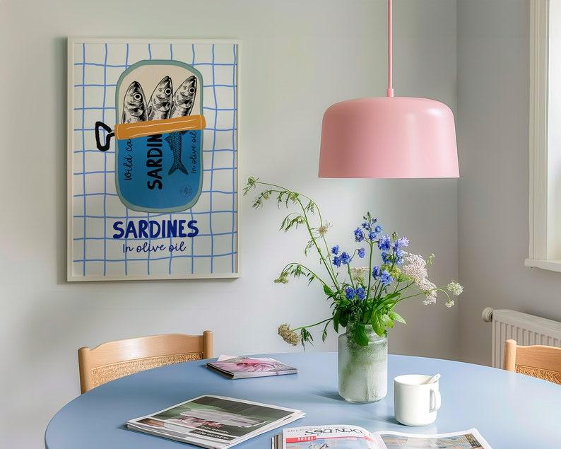 Sardines Wall Art Print, Tin Fish Art Print, Sardines Tin Print, Colorful Fish Print, Kitchen Wall Art, Trendy Wall Art, Seafood Wall Art