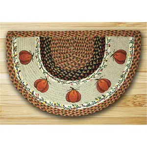 Earth Rugs 32-222HP Harvest Pumpkin Printed Slice Natural Fiber Rug, Eco-Friendly Hand-Stenciled Musical Accessory
