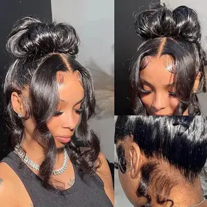 LIVE ONLY|Full Lace Wig 200% Density Body Wave Human Hair Brazilian Remy Hair Wigs For  Women HD Transparent Lace Wig Natural Black Color