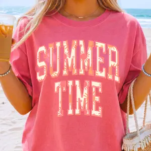 Summertime Comfort Colors Tee, Summer Graphic Shirt, Oversized Tee, Womens Unisex Graphic Shirt, Sunshine Shirt, Colorful Graphic Tee, Positive