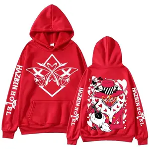 Manga Hazbin Hotel Graphic Printed Hoodie Man Woman Fall Winter Long Sleeve Pullover Harajuku Fashion Hip Hop Y2k Sweatshirt