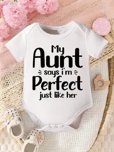 PUEMCO Unisex Newborn Bodysuit - "My Aunt Says I'm Perfect, Just Like Her" Print, Cute Aunt Love Design, Soft Casual Infant Outfit