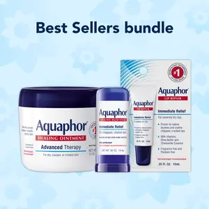 Bestsellers Bundle : Aquaphor Healing Ointment Advanced Therapy Skin Protectant, Dry Skin Body Moisturizer 14 Oz Jar,  Aquaphor Healing Balm Stick, Skin Protectant 0.65 Oz Stick and Aquaphor® Lip Repair .35 fl. oz. Carded Pack