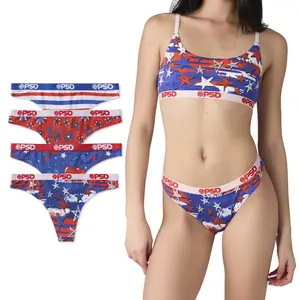 PSD Womens 4th July USA Thong 4 Pack Boxed Gift Set - Comfortable, Breathable, Premium Modal Fabric
