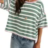 TANKANEO Women's Oversized Striped Crew Neck Shortsleeve Casual T-Shirt - Loose Boxy Tops for Women, Denim Jeans Pairing, Everyday Style