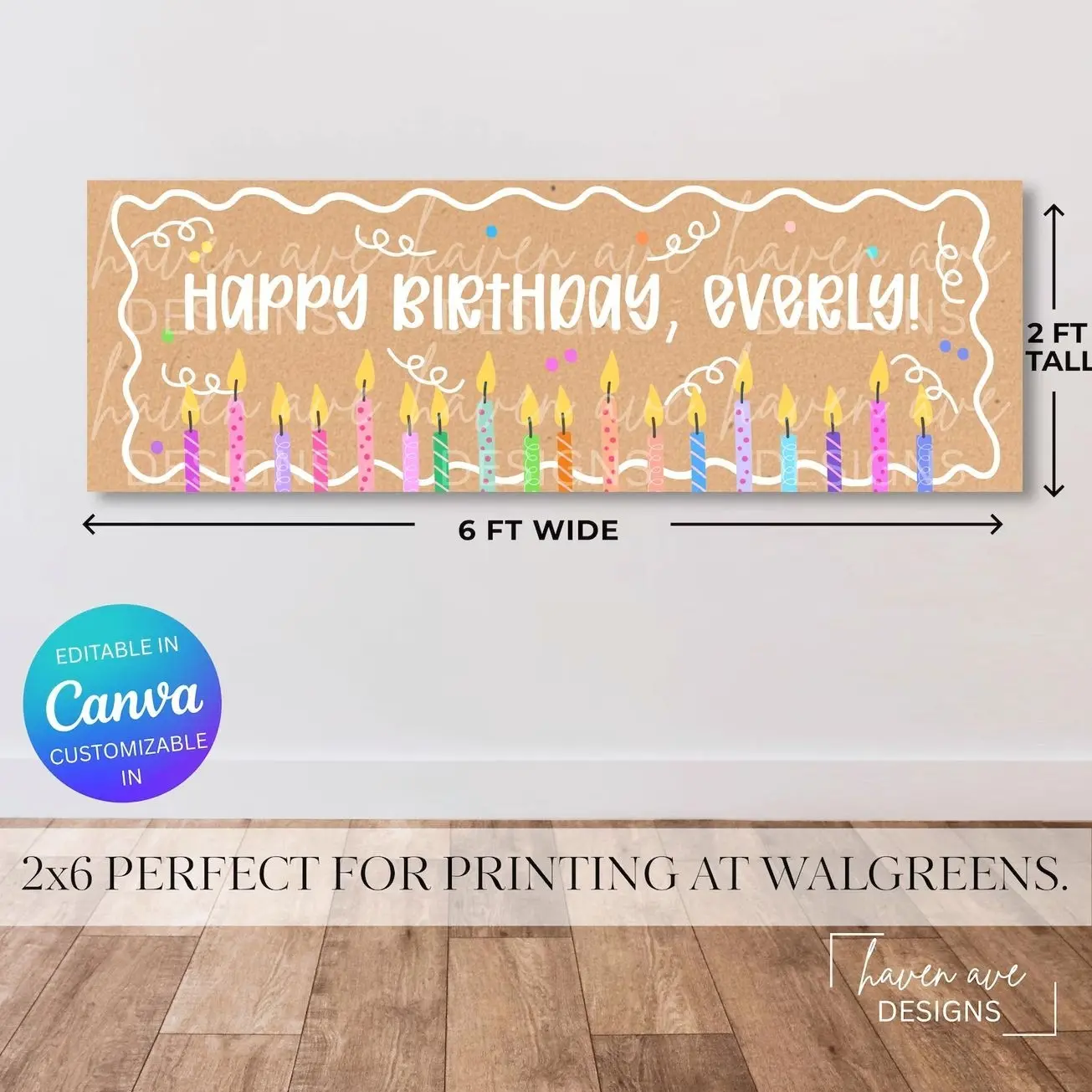 Happy Birthday Banner  |  Birthday Banner | Printable Party Backdrop | Custom Birthday Sign