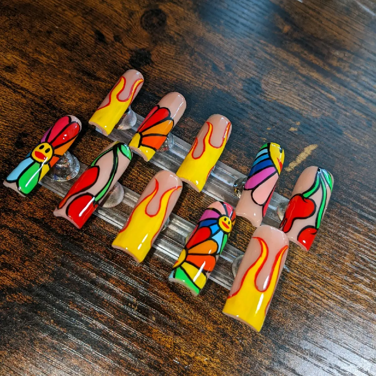 Kaws Freestyle Press-Ons Multicolored for Versatile Occasions Nail Art Nail Nail Polish