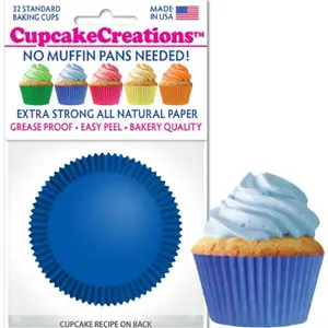 CupcakeCreations Colored Cupcake Liners 32 Standard Baking Cups No Muffin Pans Needed Extra Strong All Natural Paper Greaseproof Eco Friendly Made in USA Bakeware