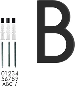 Floating Hou Number 6 Inch, Modern Outdoor Address Sign, Acrylic Solid Address Numbers with Nail Kit, Black Letter B
