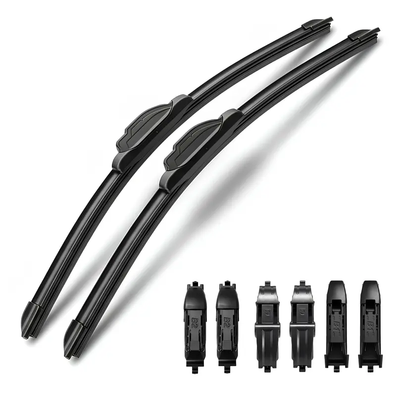 DUFIKKI Universal Front Windshield Wiper Blades Compatible with Chevrolet Ford Tesla, Premium All-Season Automotive Replacement Wipers, Durable Car Wiper Replacement, Noiseless Smooth (2 Pack)