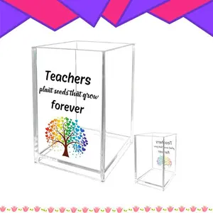 Teacher Appreciation Gifts for Women & Men, Acrylic Pencil & Pen Holder Cup with Bookmark, Desk Organizer Thank You Gift for Teacher, Back to School, Retirement, Birthday & End of Year Teacher Gift Set