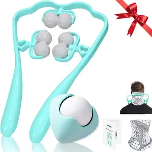 Neck Massager and Massage Ball Set, Deep Tissue Neck Massager, Handheld Neck and Back Massager, Body Foot Roller
