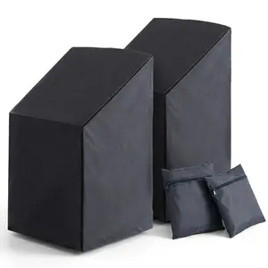 Outdoor stacking chair covers, waterproof and UV-resistant, dustproof made of 210D Oxford fabric with drawstring2 piece black