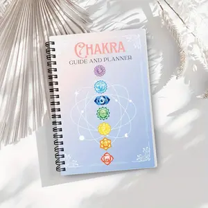 Daily Chakra Journal Notebook with Meditation Tips, Crystal Grid, Chakra Stone Chart, Affirmations, Women's Spiritual Health Gift, Spiral Notebook Journal